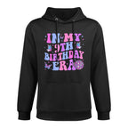 Groovy In My 9th Birthday Era Nine 9 Years Old Birthday Colorfast Hoodie
