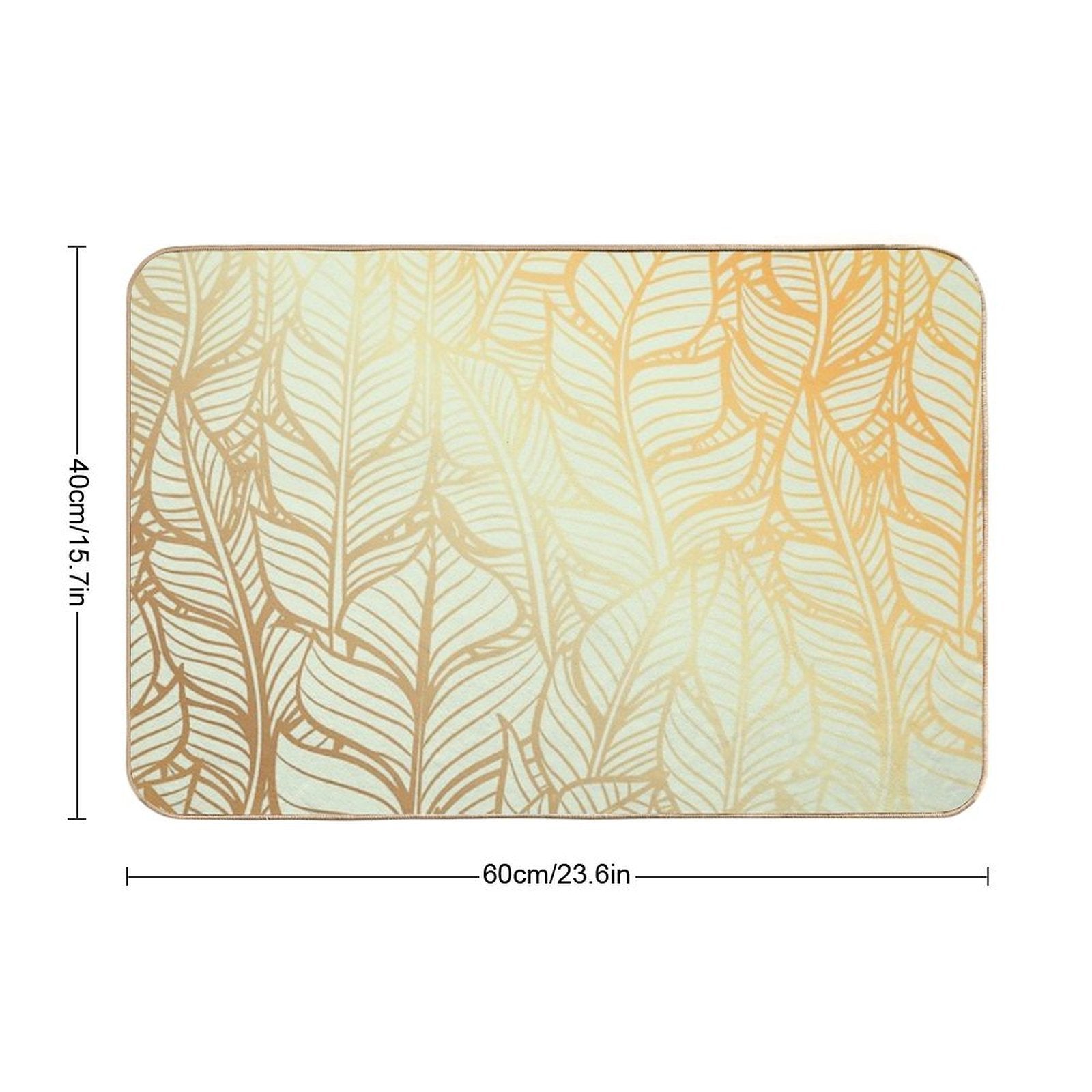 Bohemian Gold Feathers Illustration With White Shimmer  Anti-Trip Bath Mat