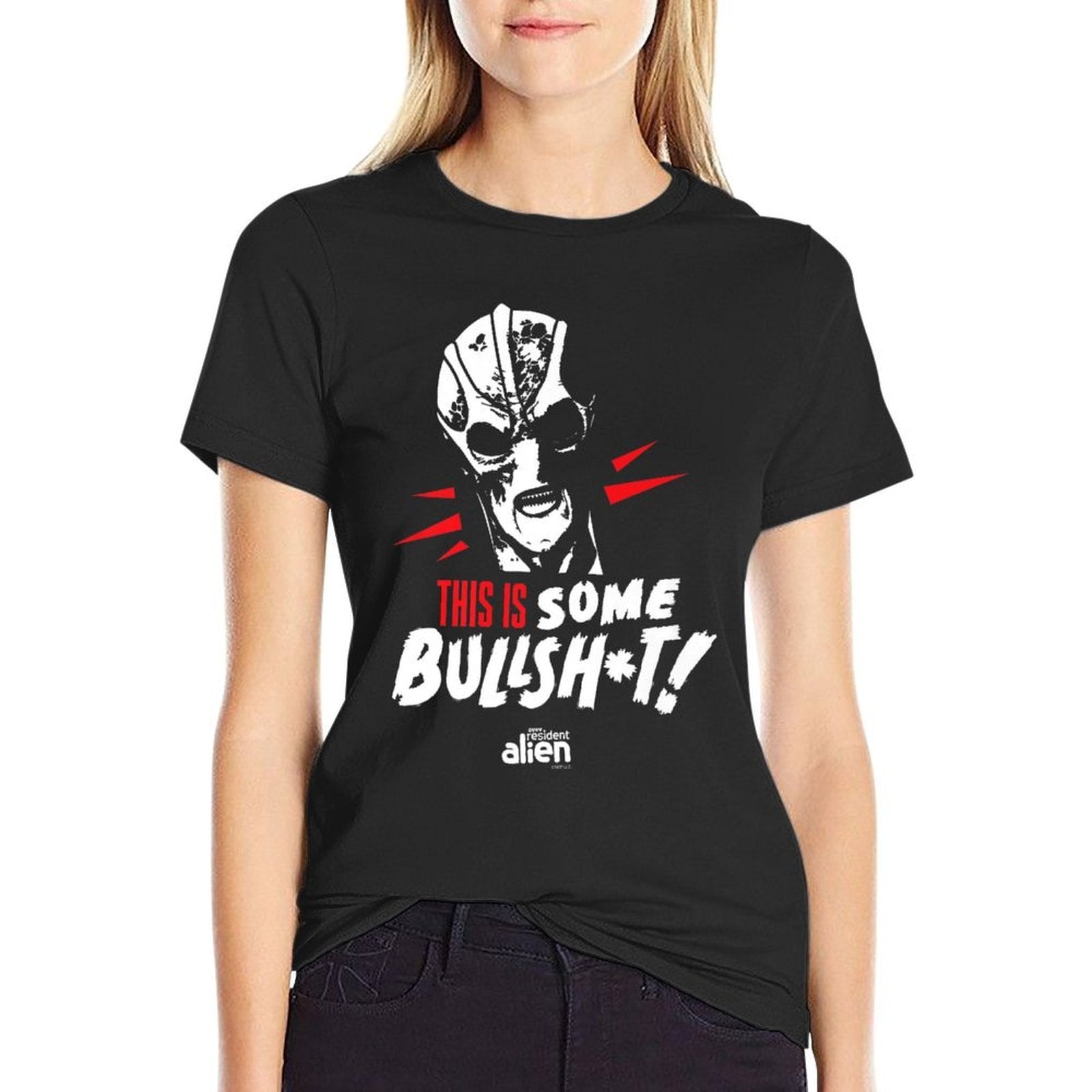 NBC Resident Alien This Is Some Bullshit - Officially Licensed Premium, Small, Black  Stretchy T-Shirt