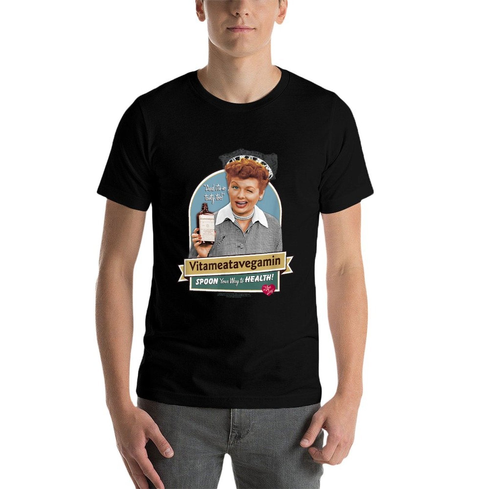 I Love Lucy Spoon to Health  Oversized Silhouette T-Shirt