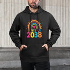 Pre-k Class of 2038 First Day School Colorful Rainbow Girls Kangaroo Pocket Hoodie