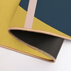 Abstract Geometric Minimalist Navy Blue, Mustard Yellow, And Blush Pink  Long-Lasting Bath Mat