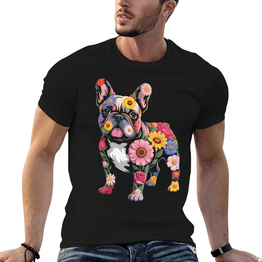 French Bulldog Flower Funny Dog  Breathable T-Shirt