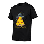 Aliens Believe In Pizza Funny Alien Ship Pizza  Polyester Blend T-Shirt