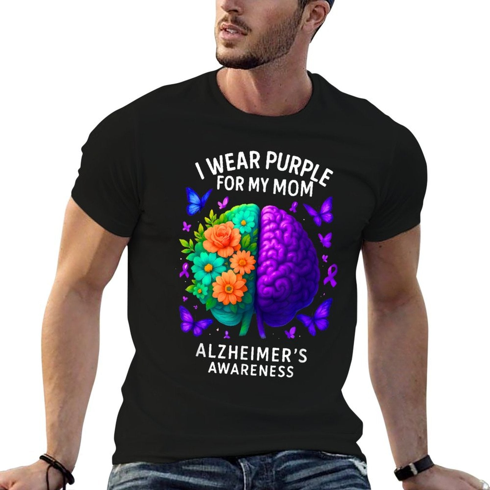 I Wear Purple For My Mom Alzheimers Awareness Mother  Affordable Price T-Shirt
