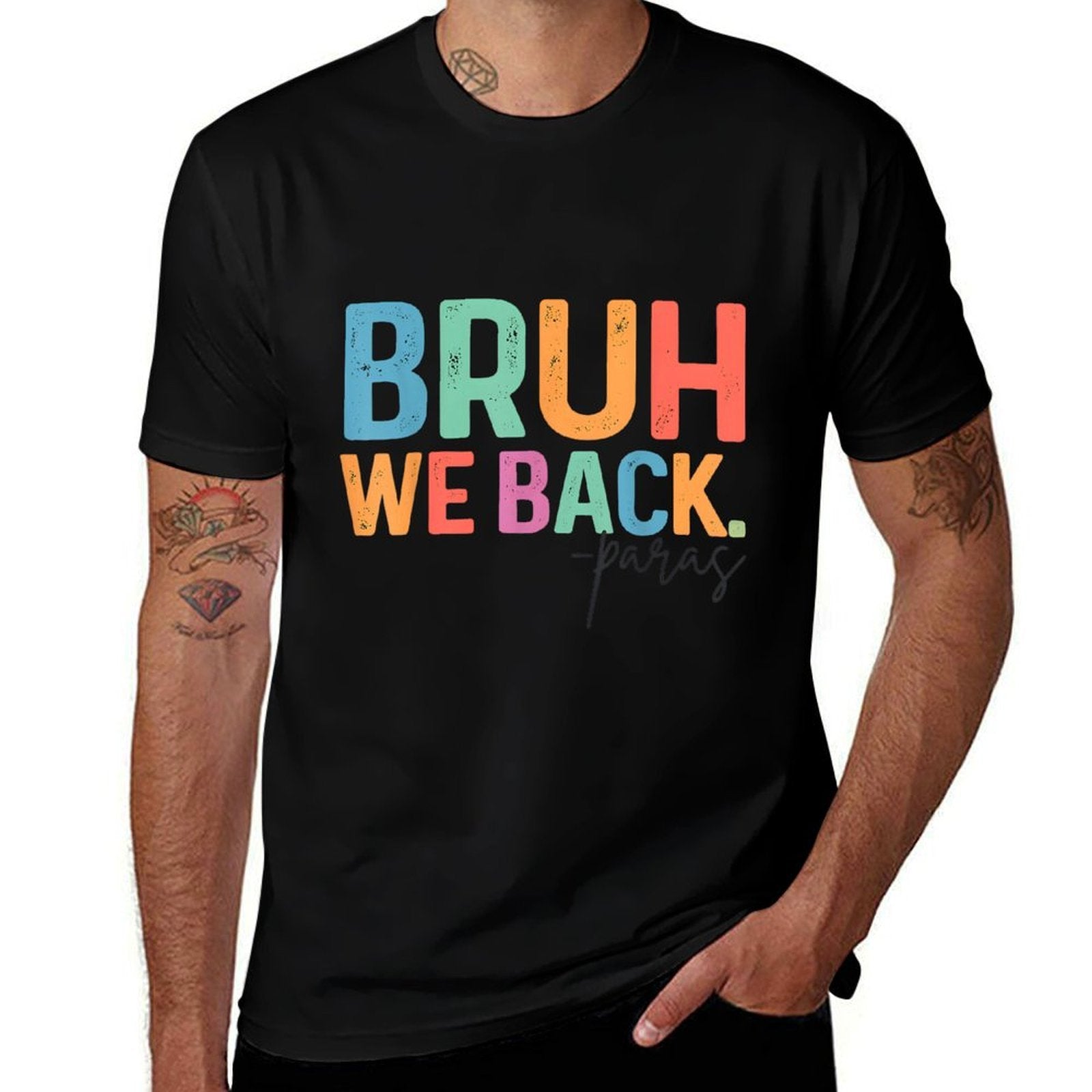 Bruh We Back Para Paraprofessional Funny School  Eco-friendly Material T-Shirt