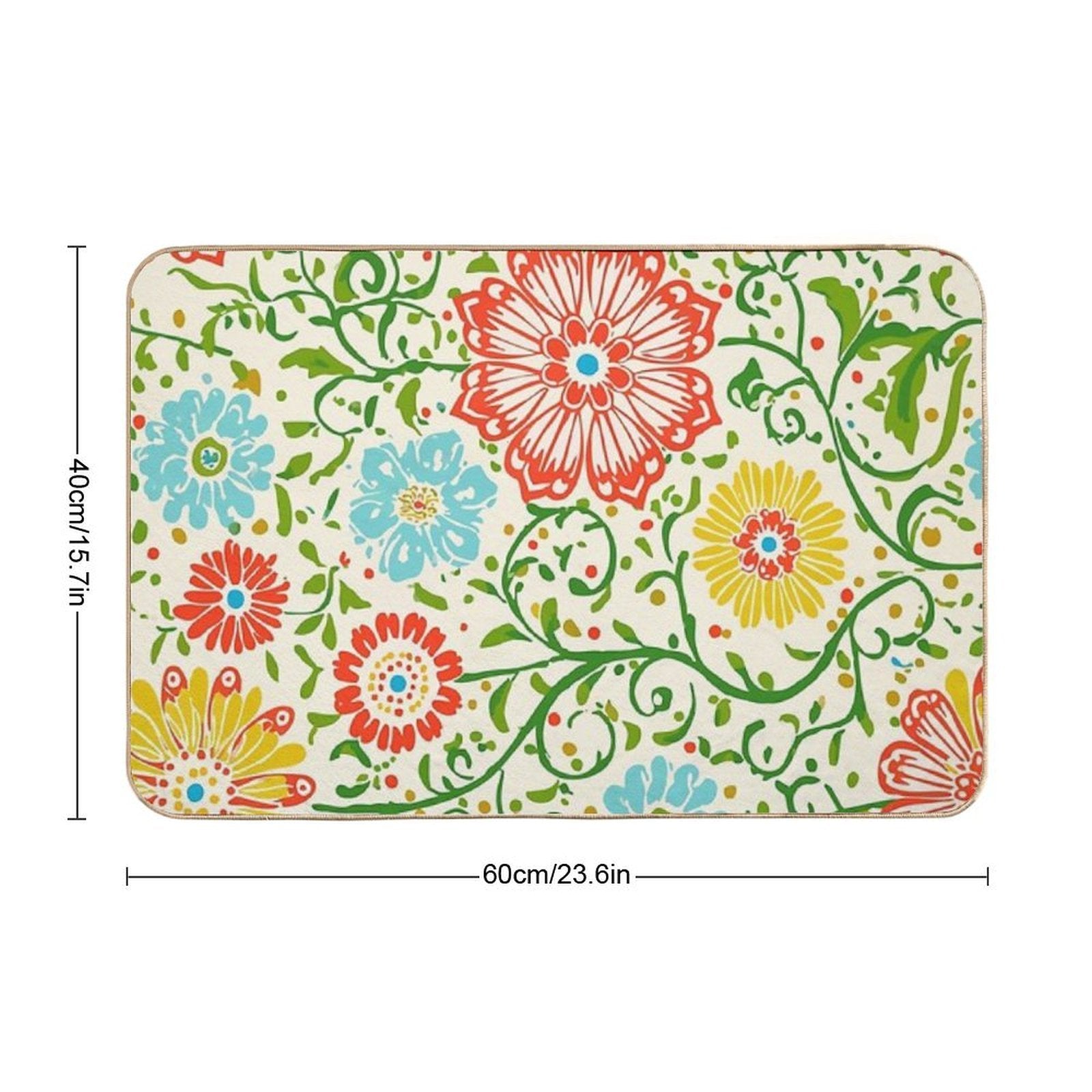 Colorful Flowers Vintage Style  Fade-Resistant Bath Mat