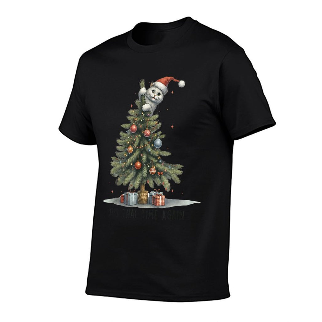 Its That Time Again Funny Cat Christmas Tree Men Women Kids  Eco-friendly Material T-Shirt