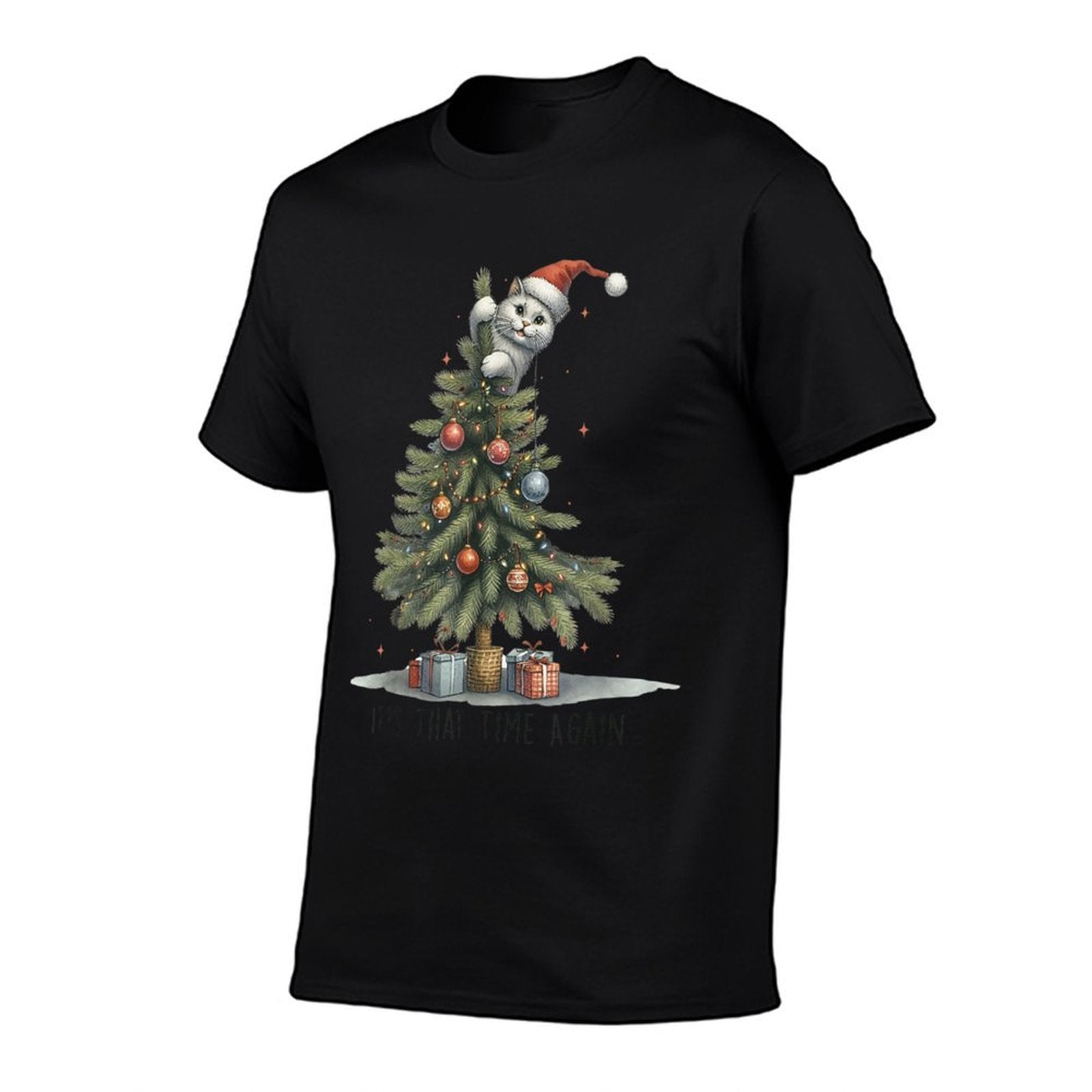 Its That Time Again Funny Cat Christmas Tree Men Women Kids  Eco-friendly Material T-Shirt