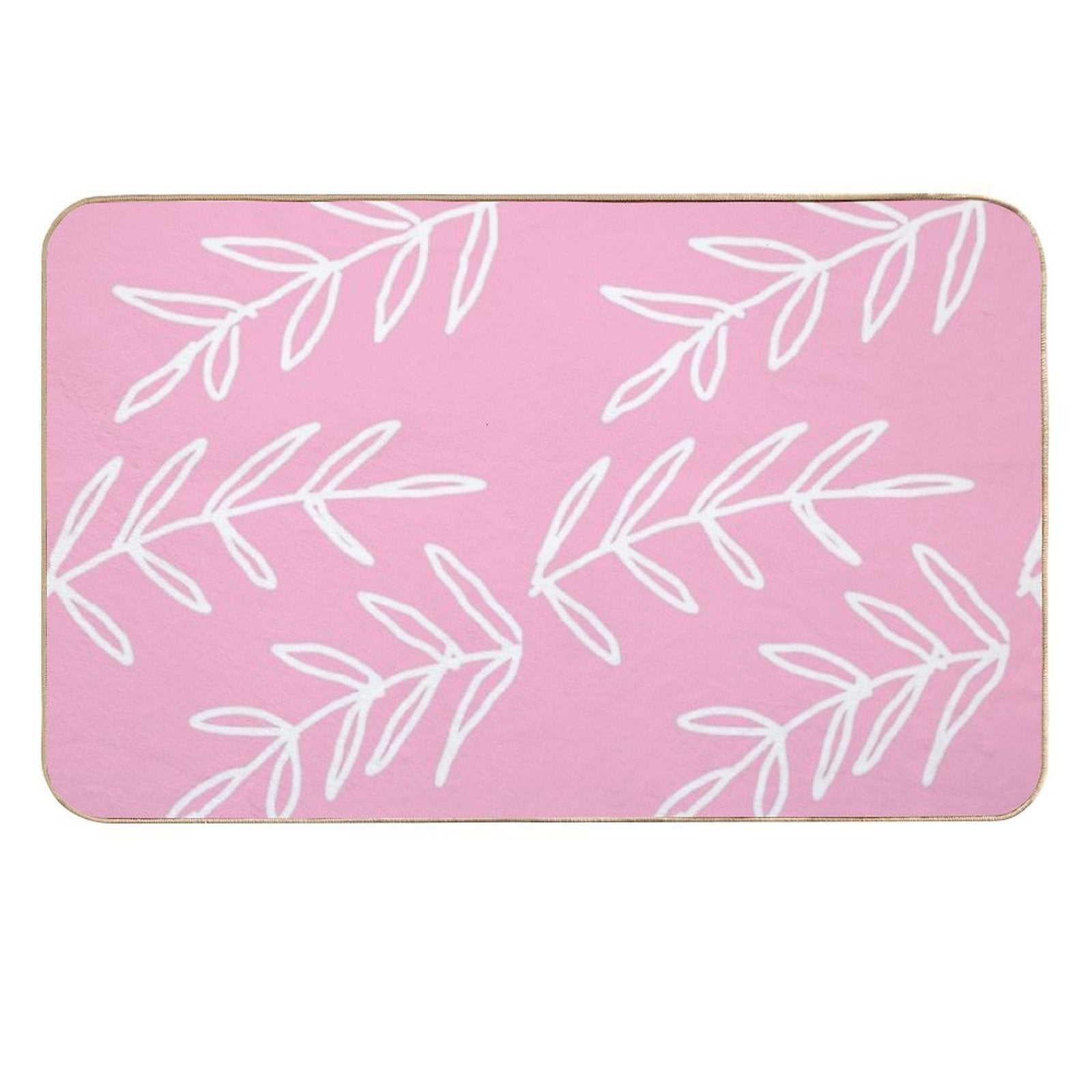 Cute Bohemian Leaves on Pink Background  Versatile Bath Mat