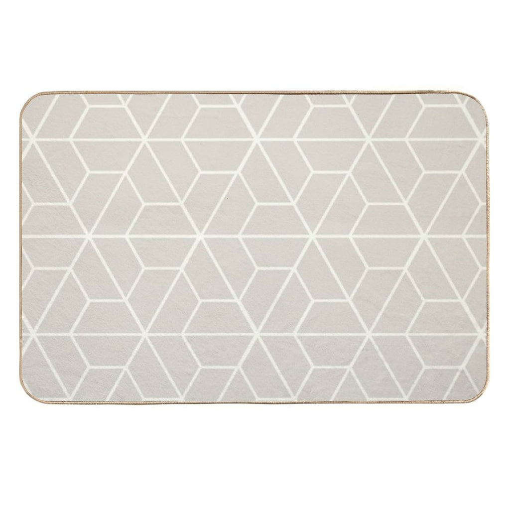 Serene Retro Mosaic - Linen Beige And White  Toxin-Free Bath Mat