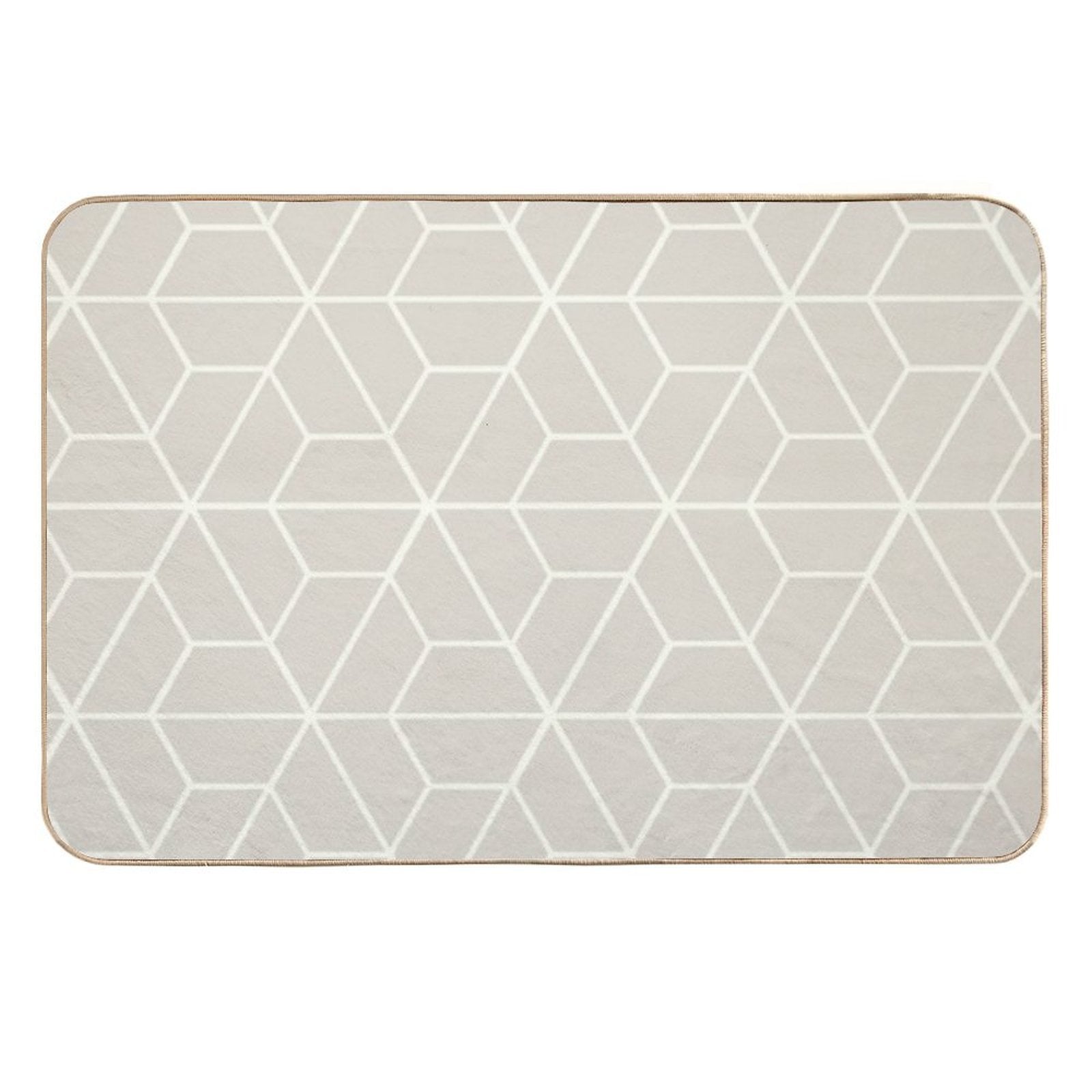 Serene Retro Mosaic - Linen Beige And White  Toxin-Free Bath Mat