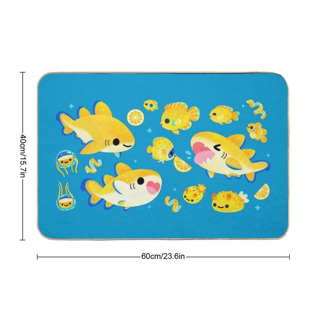 Lemon Shark And Friends - Blue  Odorless Bath Mat