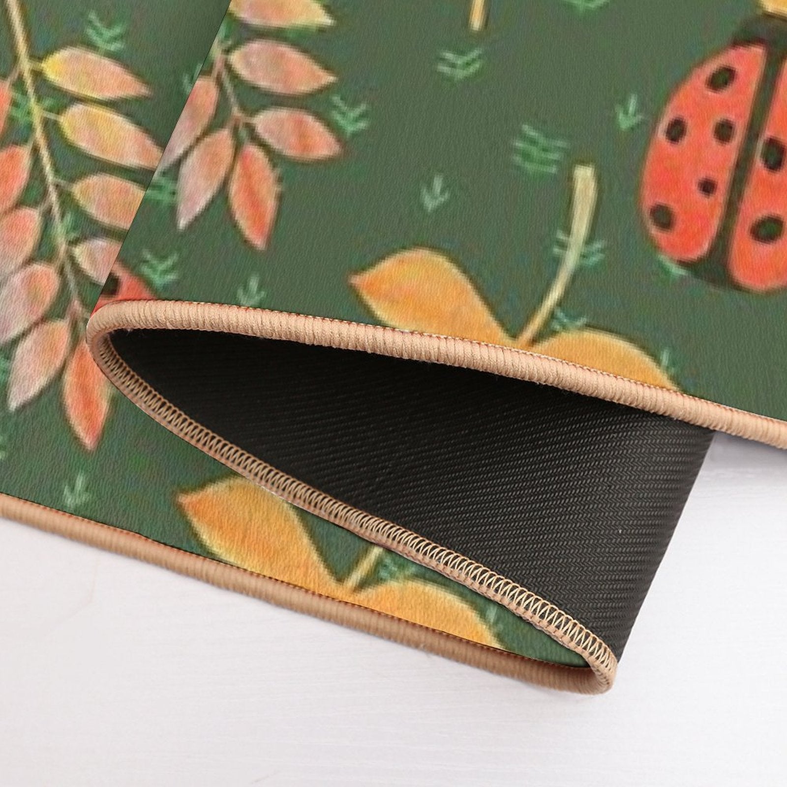 Botanical Background with Ladybugs  Multi-Purpose Bath Mat