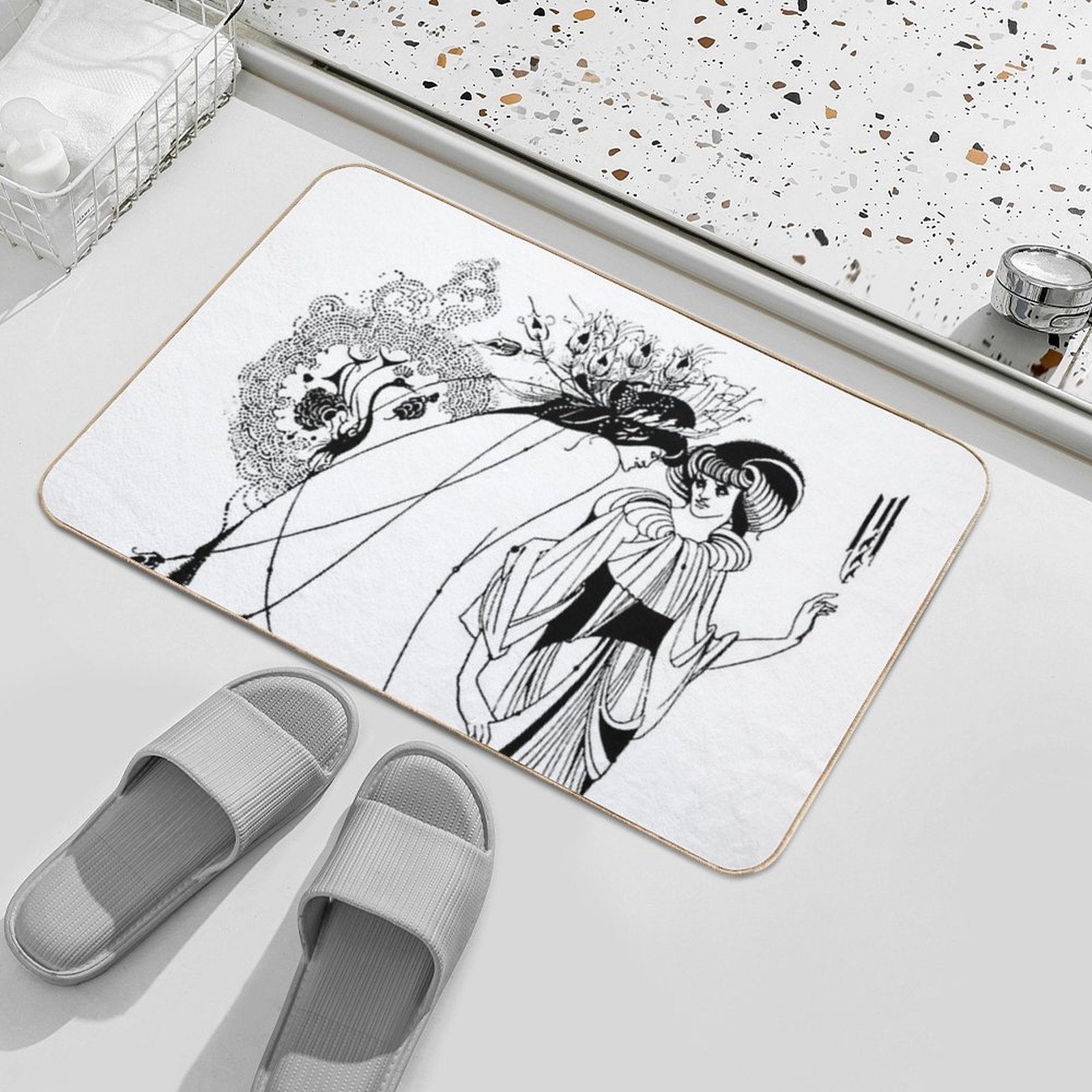 HD. The Peacock Skirt; from Salomé,  by Aubrey Beardsley  Non-Slip Bath Mat