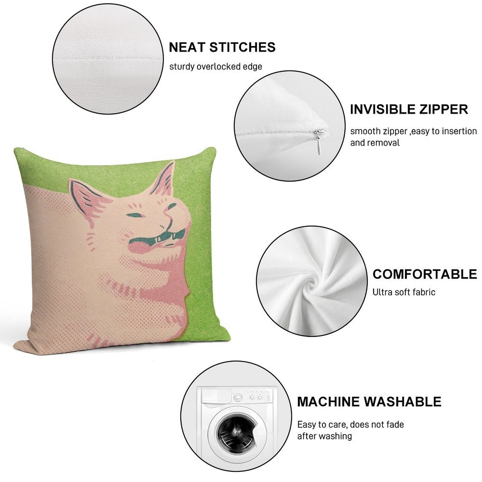 Sneeze Cat Soft Anti-Pilling Throw Pillow