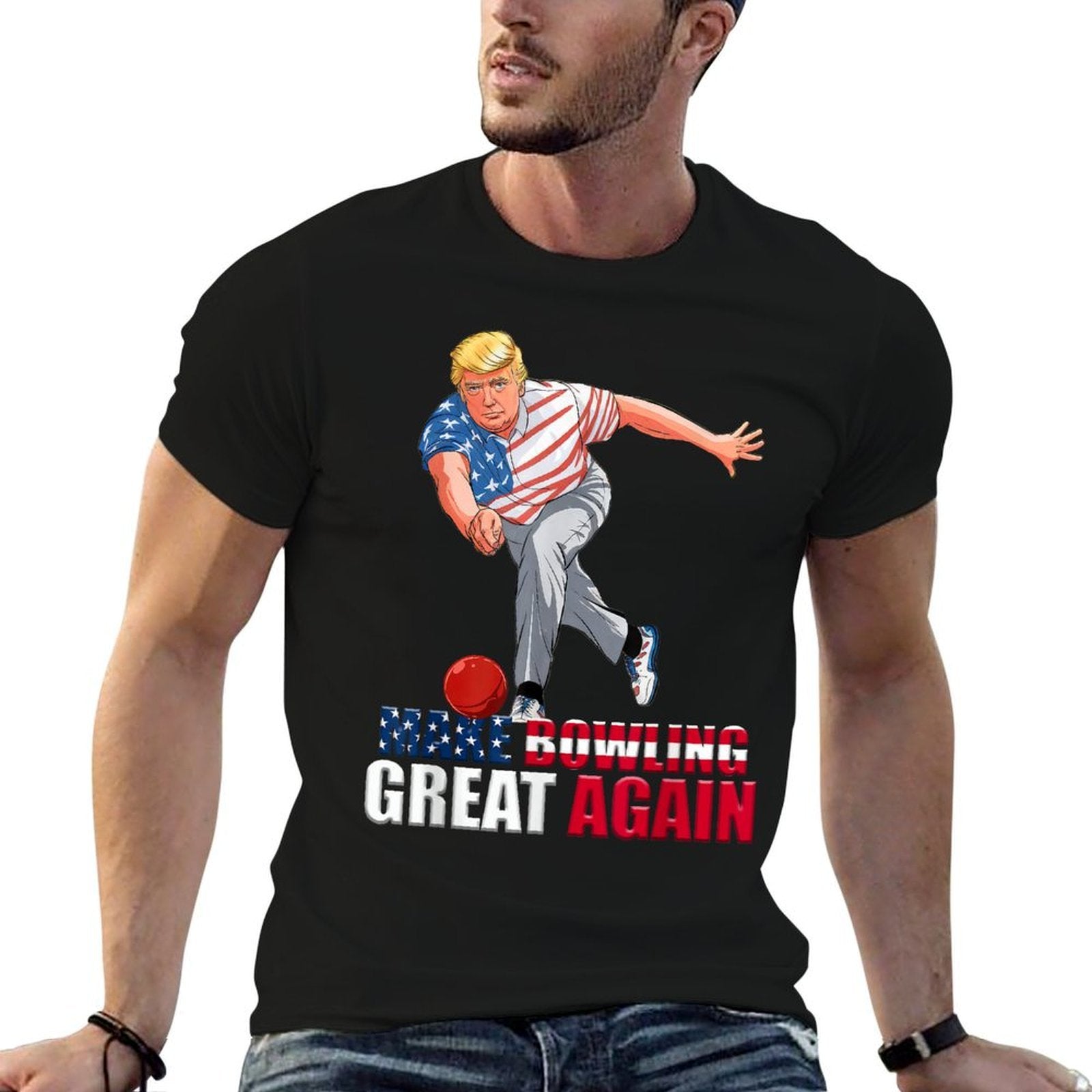 Funny Trump Bowling Make Bowling Great Again  Wrinkle-resistant T-Shirt