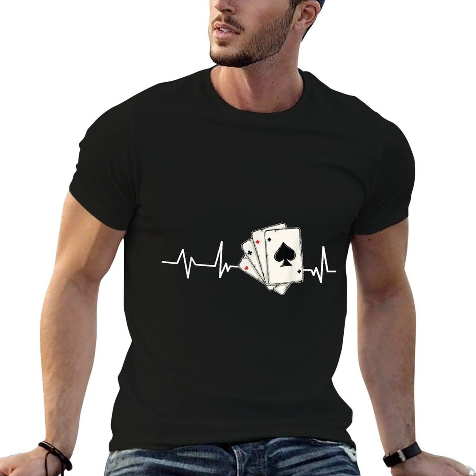 Poker Player Heartbeat EKG Gift Poker  Slim-fit Cut T-Shirt
