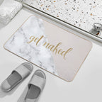 Get Naked Bathroom And Bedroom Quote, Blush Pink, Gold, Marble  Versatile Bath Mat