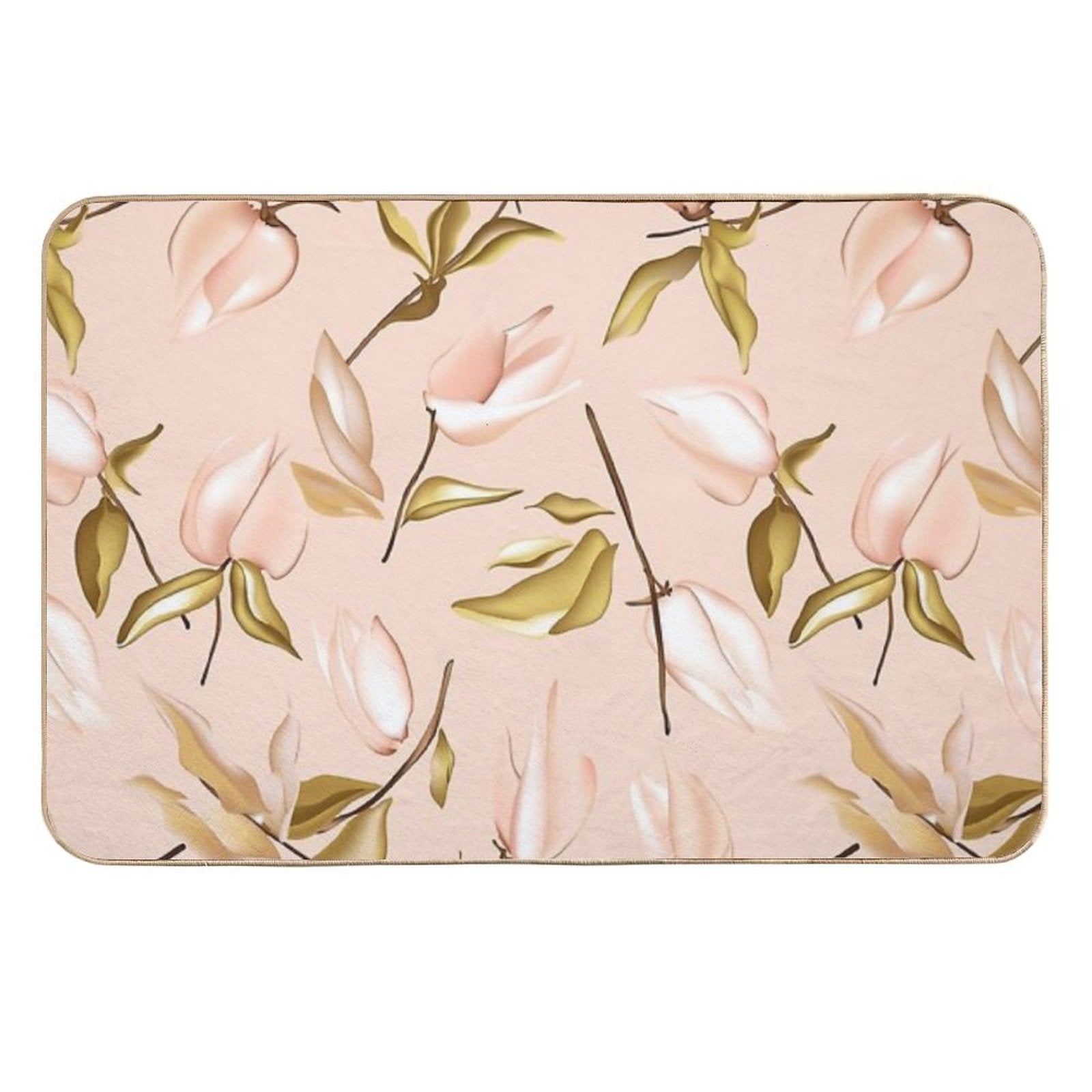 Floral Bloom Peach  Easy Maintenance Bath Mat