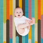 Retro Color Block Popsicle Sticks Blue Easy Care Throw Blanket