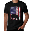 American Pig Vintage Farm Animal Patriotic Farmer Gift  Rolled Sleeves T-Shirt
