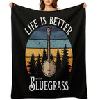 Life Is Better with Bluegrass (Banjo) Versatility Throw Blanket