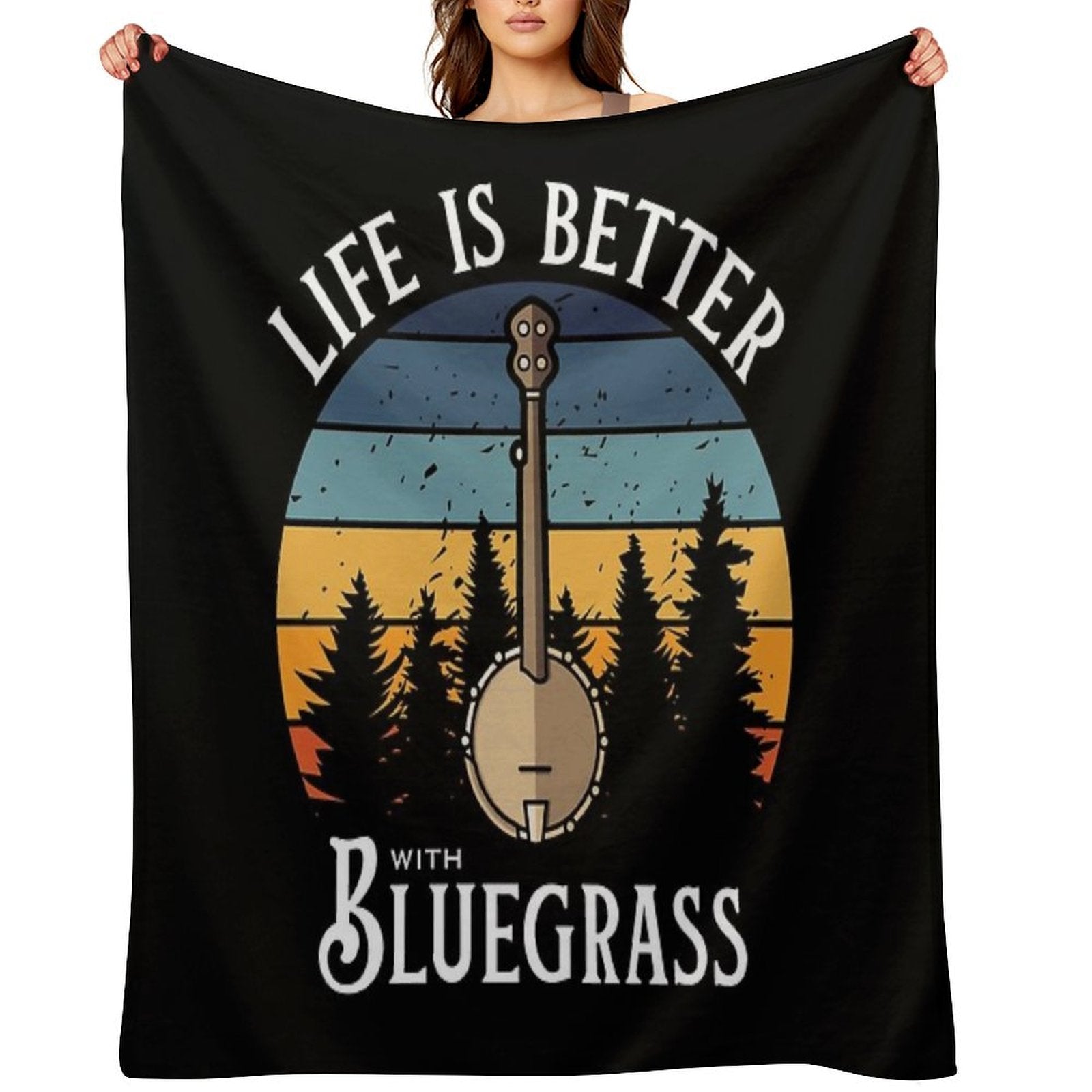Life Is Better with Bluegrass (Banjo) Versatility Throw Blanket