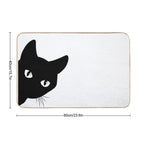 Black Cat Peeking Around The Corner Silhouette  Long-Lasting Bath Mat