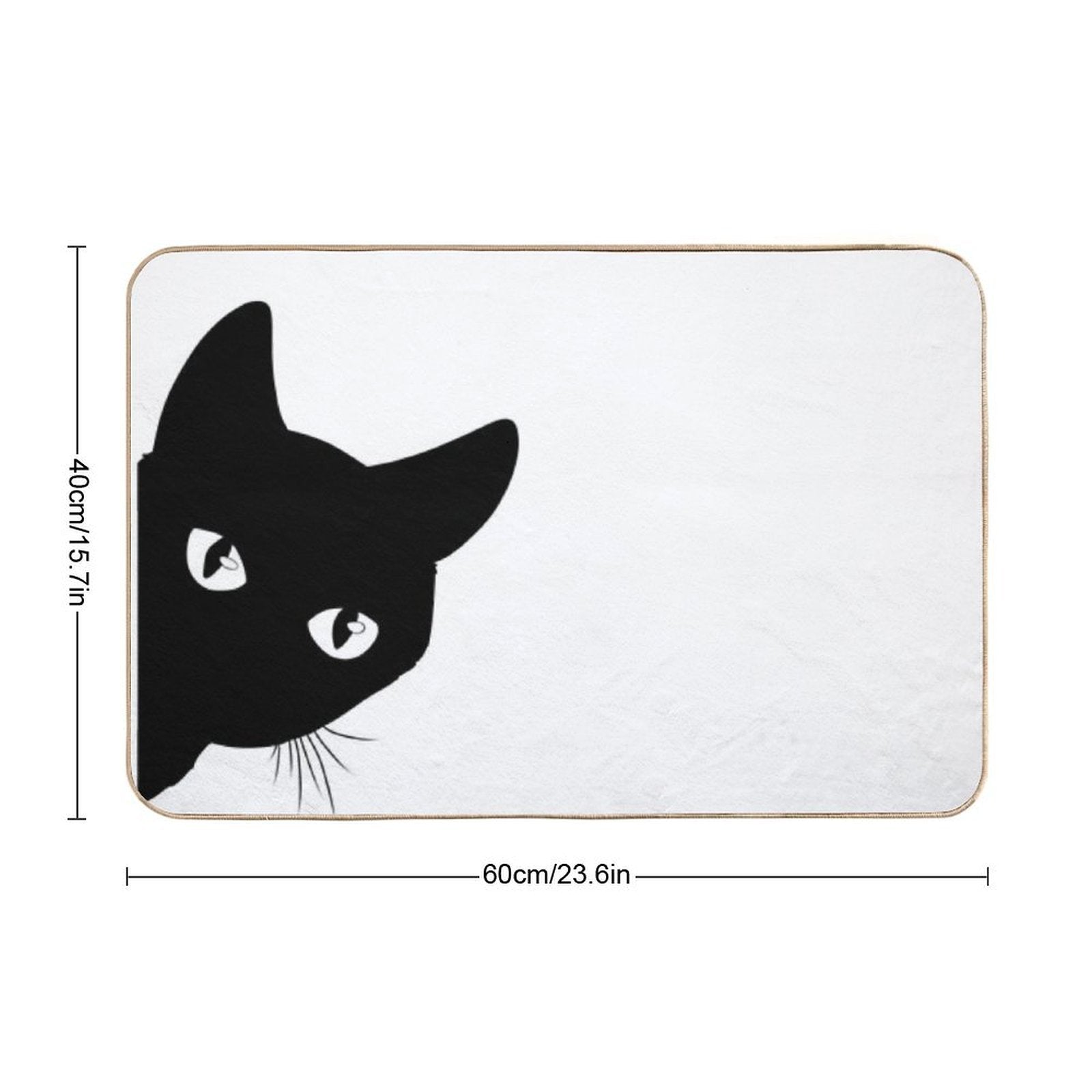 Black Cat Peeking Around The Corner Silhouette  Long-Lasting Bath Mat