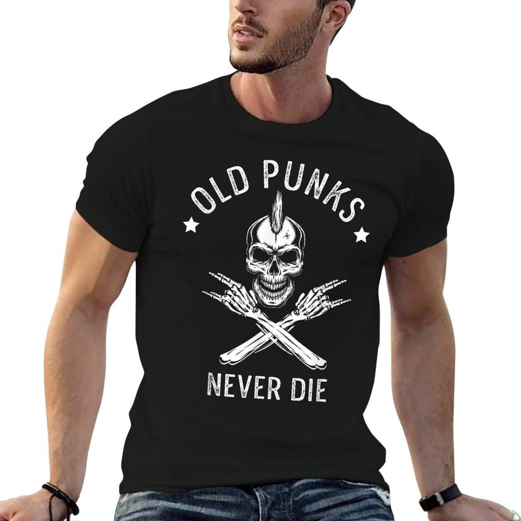 Old Punks Never Die Punker Rocker Subculture Skull Rocker  Easy-care T-Shirt