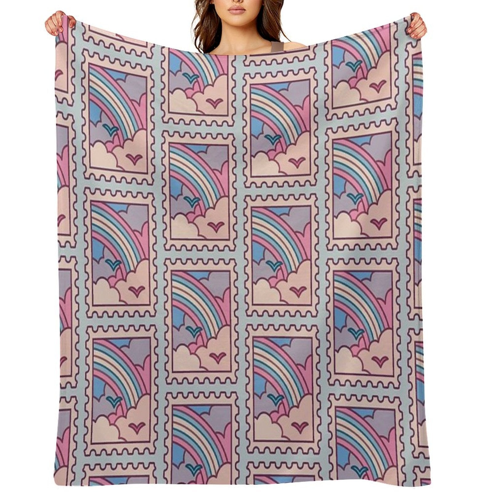 Trans Pride Stamp Plush Throw Blanket
