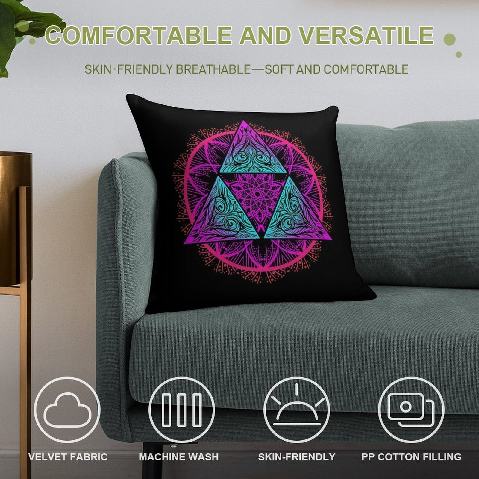 Neonforce Soft Shrink-Resistant Throw Pillow