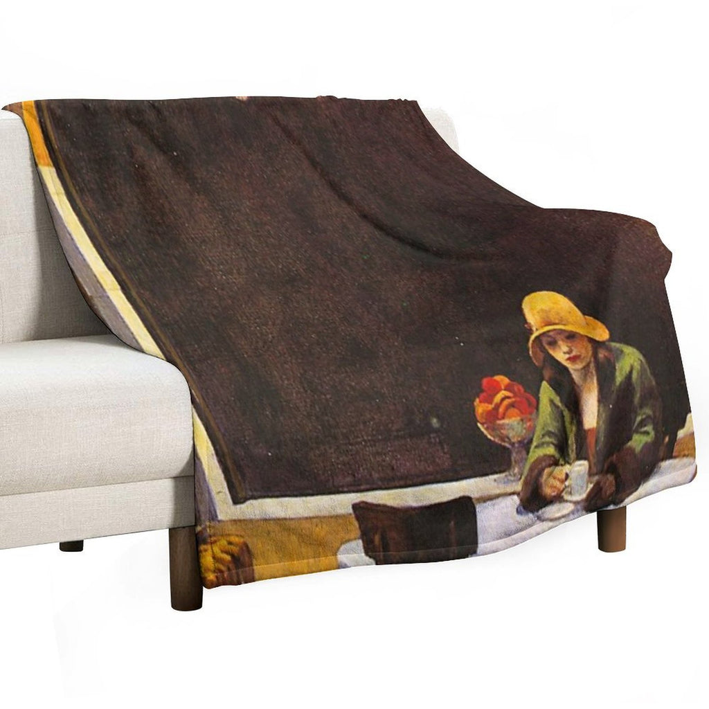 Vintage Edward Hopper Automat Wrinkle-free Throw Blanket