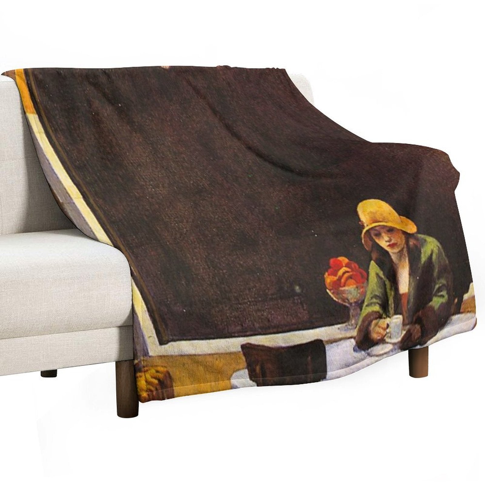 Vintage Edward Hopper Automat Wrinkle-free Throw Blanket