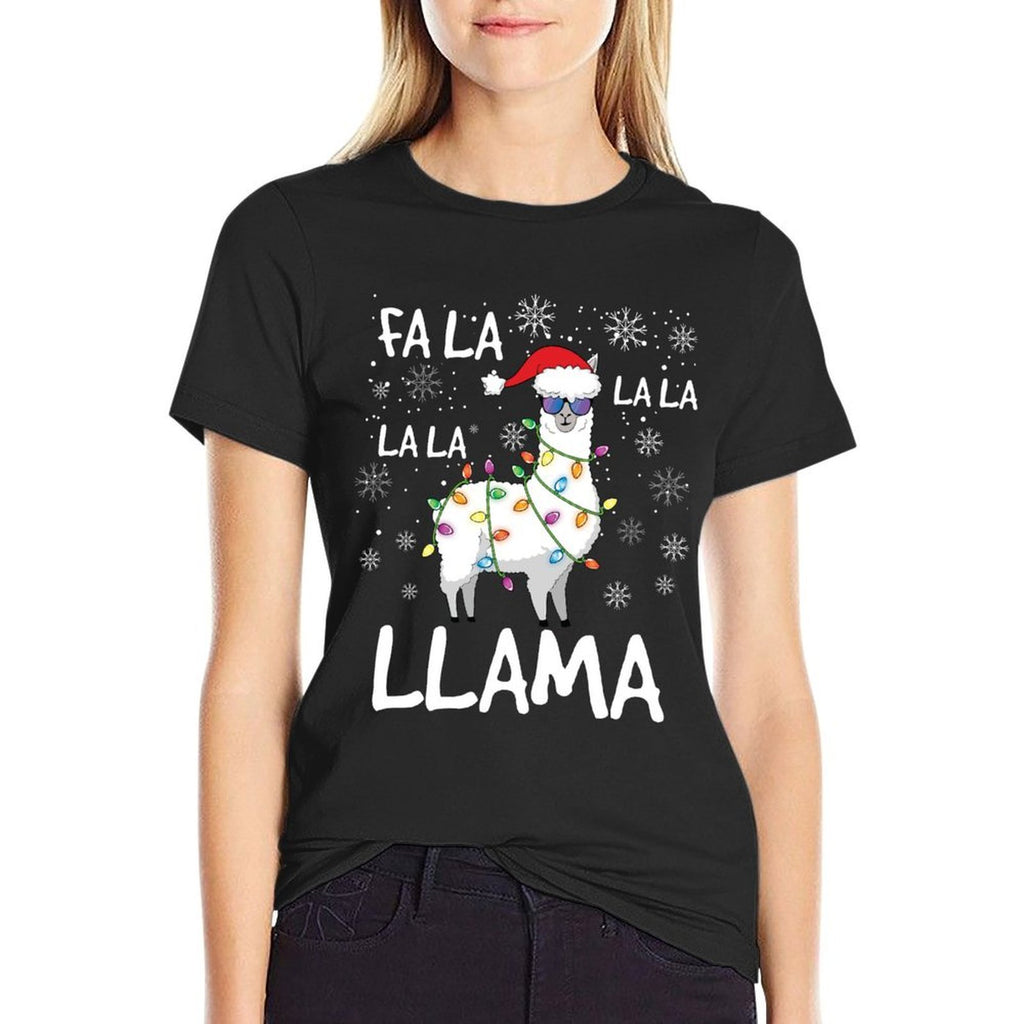 Fa La La Llama Women Men Kids Funny Llama Christmas  Polyester Blend T-Shirt
