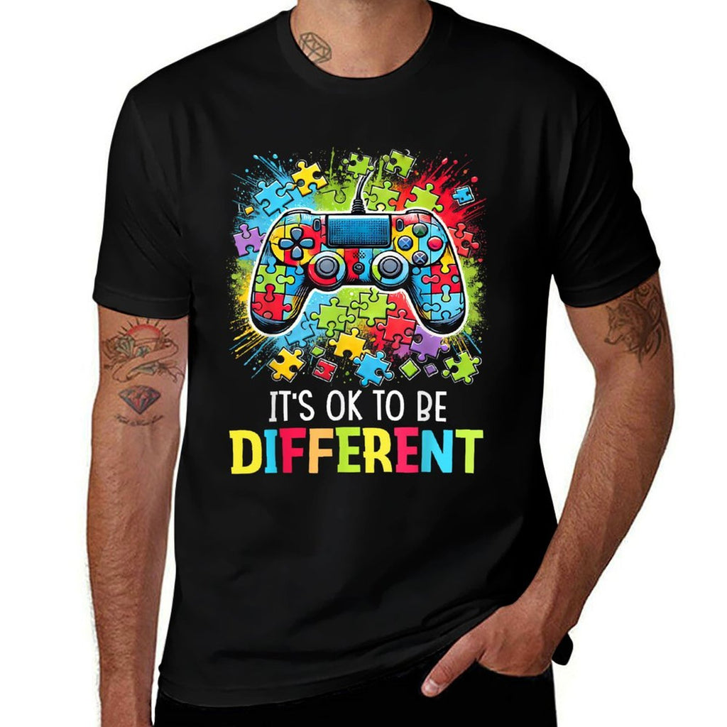 Its Ok To Be Different Video Game Controller Autism  High-quality Stitching T-Shirt