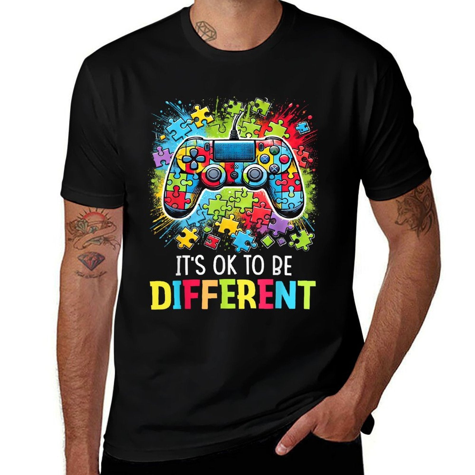 Its Ok To Be Different Video Game Controller Autism  High-quality Stitching T-Shirt