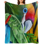 Tropical Green Parrot Shrink-resistant Throw Blanket