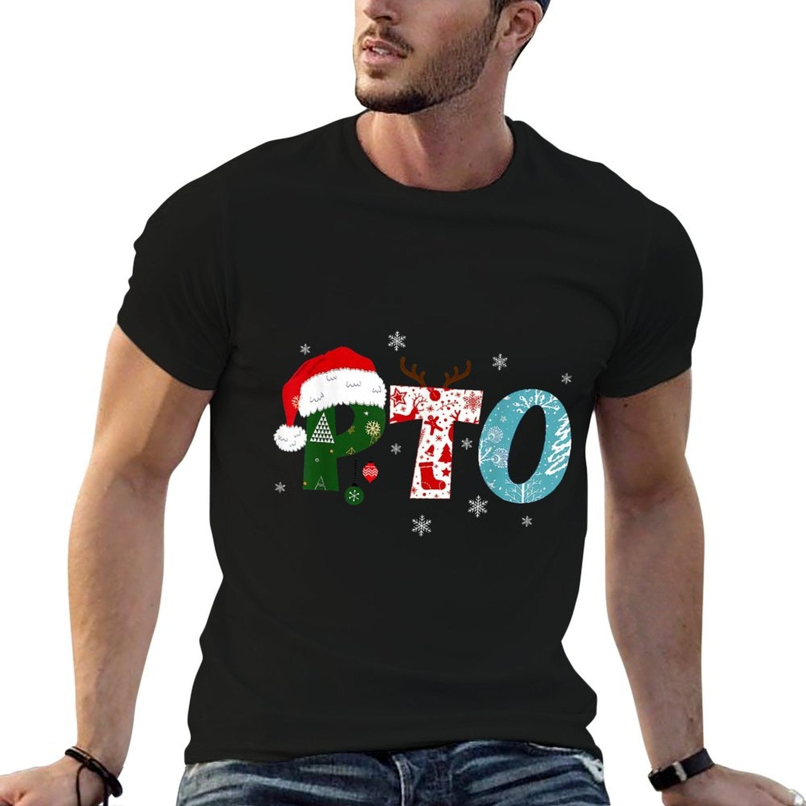 PTO Santa Hat Reindeer Parent Teacher Organization Christmas  Classic T-Shirt