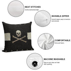 Pirate Skulls - Black Soft Skin-Friendly Throw Pillow