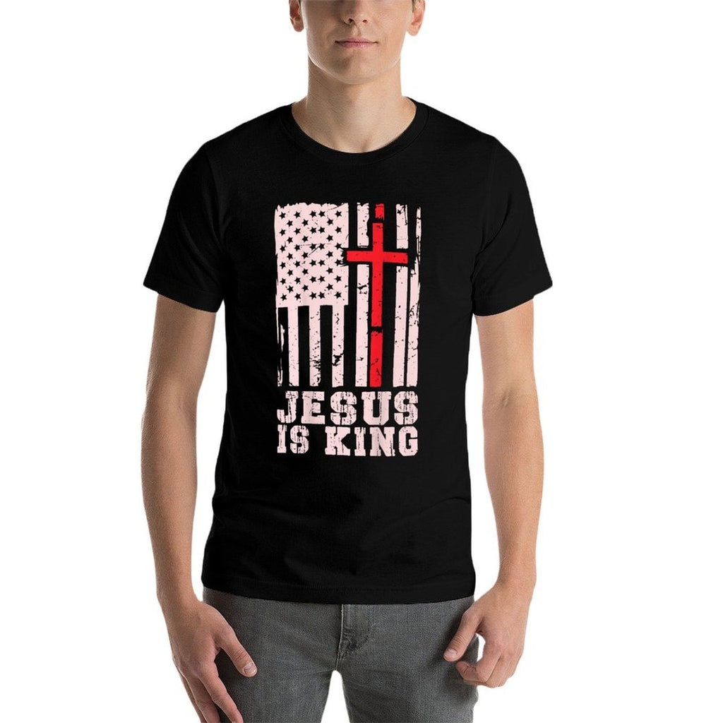 Jesus Is King Christ Lord Patriotic Christian American  Trendy Pattern T-Shirt