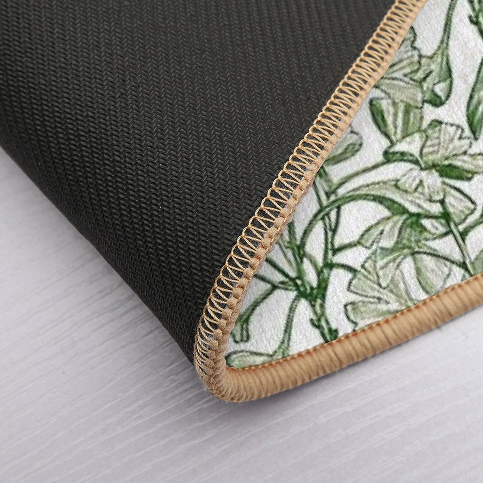 Vintage Green Leaves, Botanical Pattern  Rapid-Drying Bath Mat