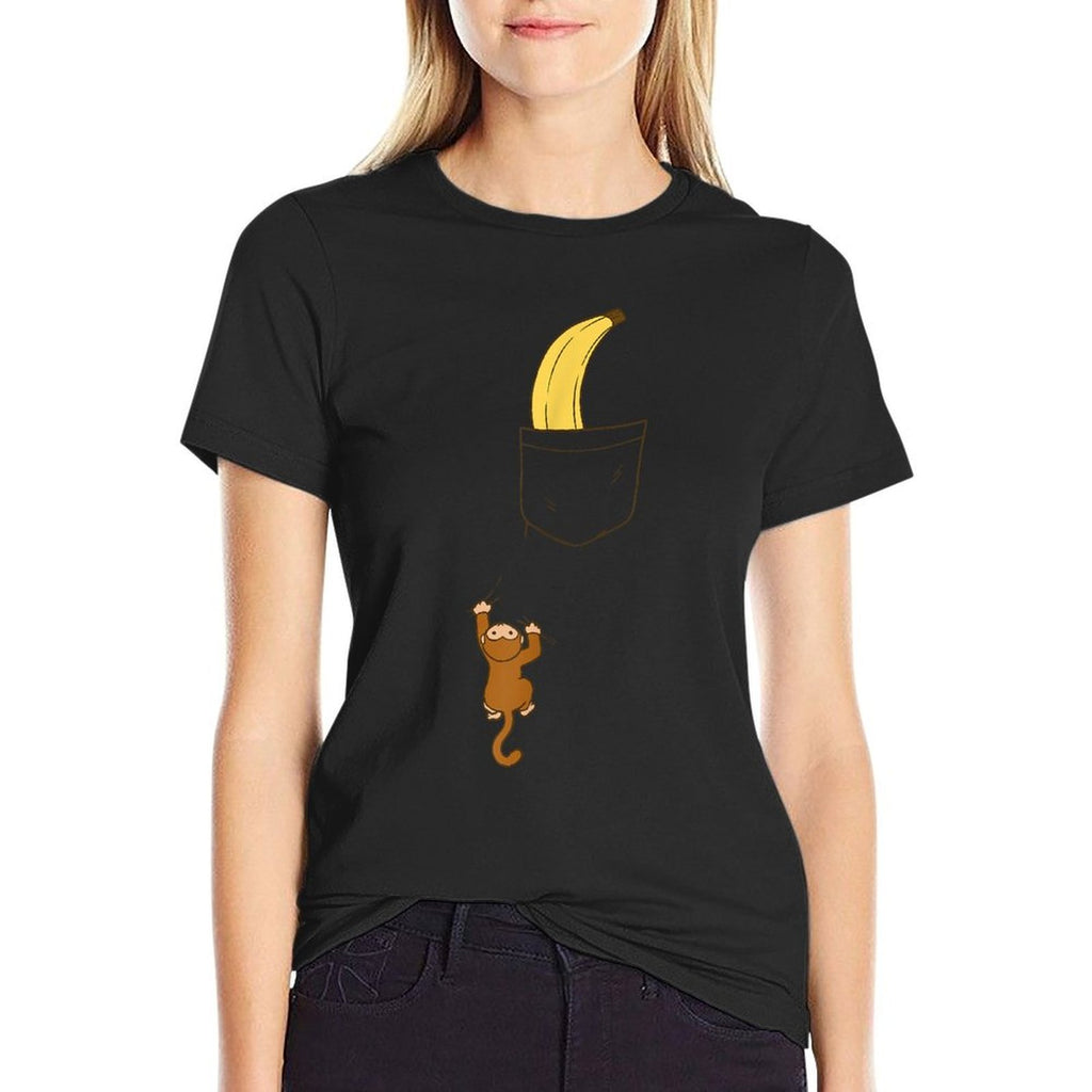 Funny Monkey Climbs A Tshirt To Get Banana Kids Cute Monkey  Affordable Price T-Shirt
