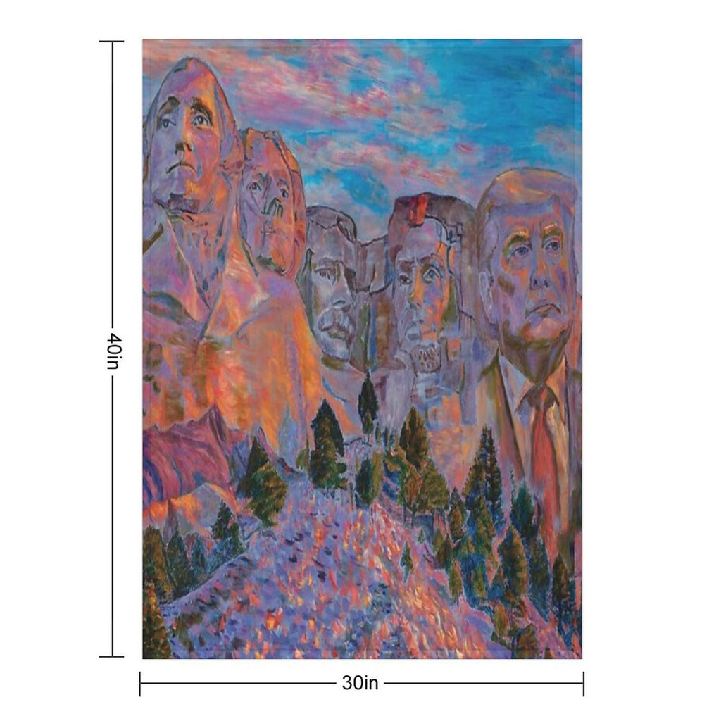 Trump on Mount Rushmore - Original Print Quick-dry Throw Blanket