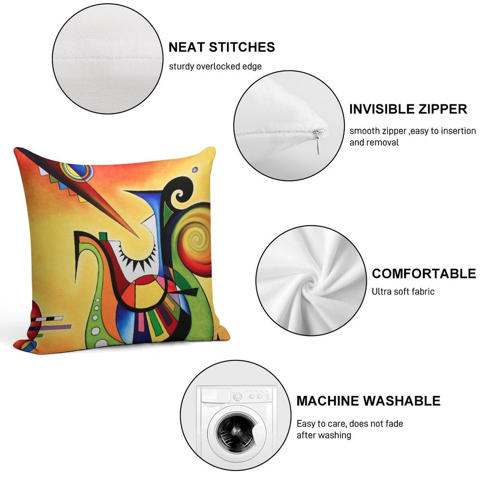 Homage to Kandinsky,  Sailing Soft Hidden Zipper Throw Pillow