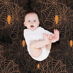 Halloween Spider Web Pattern Orange on Black Machine-washable Throw Blanket