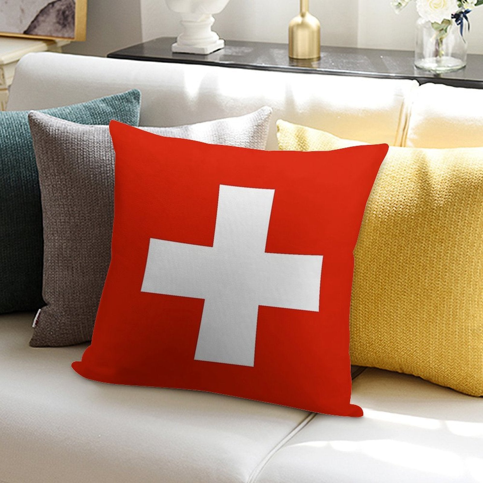 Flag of Switzerland Soft Anti-Pilling Throw Pillow
