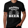 Mens Daddy Needs A Beer Funny Drinking Beer Lover  Oversized Silhouette T-Shirt