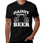 Mens Daddy Needs A Beer Funny Drinking Beer Lover  Oversized Silhouette T-Shirt
